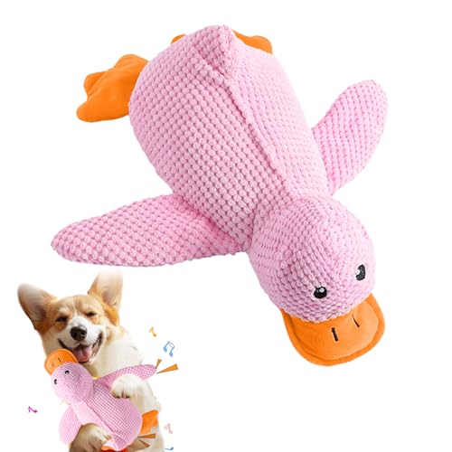 SNONESIY Anti Stress Ente Hund Pfotenstern Anti Stress Ente Hundespielzeug Antistressente für Hunde Quietschendes, Interaktives Kauspielzeug für Kleine Hunde Und Welpen 19 * 25CM(Rosa) von SNONESIY