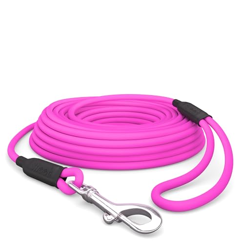10m Schleppleine Hunde, Wasserfeste Hundeleine Rundleine mit Handschlaufe, Robuste Freilauf-Trainingsleine pink, bis 35kg von SNOOT