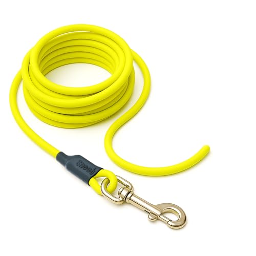 15m Schleppleine Hunde, Wasserfeste Hundeleine Rundleine ohne Schlaufe, Sichere Freilauf-Trainingsleine Neon-Gelb, bis 35kg von SNOOT