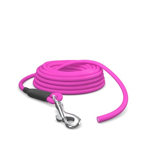15m Schleppleine Hunde, Wasserfeste Hundeleine Rundleine ohne Schlaufe, Sichere Freilauf-Trainingsleine pink, bis 35kg von SNOOT