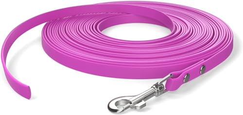 10m Schleppleine, Hundeleine, 1 Karabiner, Magenta, extra schmal, schmutz- und wasserabweisend von SNOOT