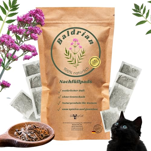 10 Nachfüllpads mit Baldrian für Katzen – 100 % natürliche Kräuter zum Nachfüllen von Katzenspielzeug & Kissen – Beruhigend & handgemacht in Deutschland von SNOOZYCAT