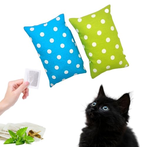 SNOOZYCAT® 2 Stück nachfüllbare Katzenminze Kissen für Katzen, handgemacht und waschbar, Baumwolle mit natürlicher 100% Bio Katzenminze von SNOOZYCAT