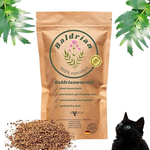 SNOOZYCAT® Baldrianwurzel lose für Katzen – 40 g – 100 % natürliche Kräuter zum Nachfüllen von Katzenspielzeug – Ausgleichend & wohltuend – Für Katzen jeden Alters – Made in Germany, handverlesen von SNOOZYCAT