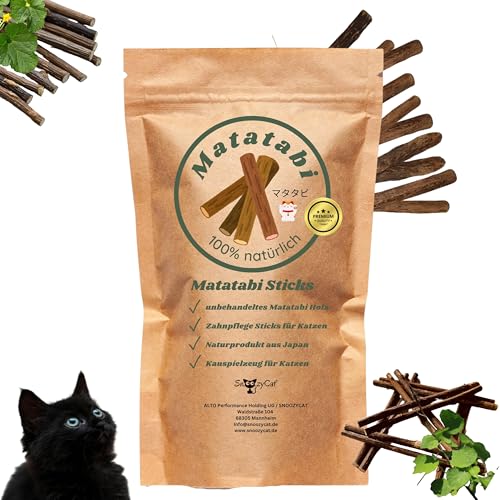 SNOOZYCAT® Matatabi Sticks - 10 Stück: Natürliche Kausticks für Katzen aus naturbelassenem Matatabi Holz, handgeerntet aus Japan, natürliche Zahnpflege, Zahnbürste. von SNOOZYCAT