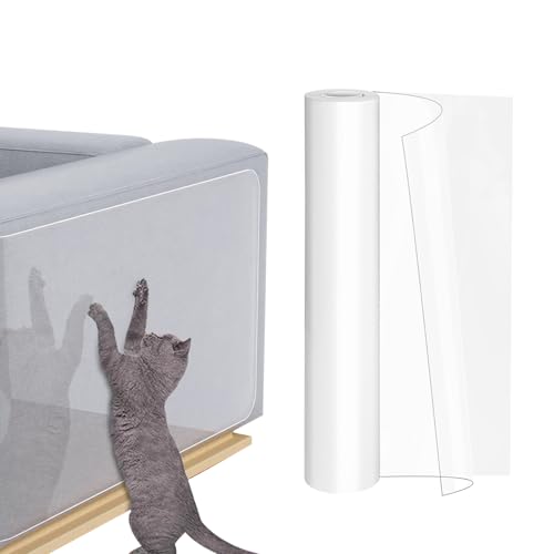 Kratzfolie Katzen Selbstklebend, 5m x 43cm Kratzschutz Sofa Katze Transparent Sofaschutz Katze Kratzschutz Wand Couch Schutz Katze für Möbel Couch Sofa Wand Tür Schutz von SNSYGN