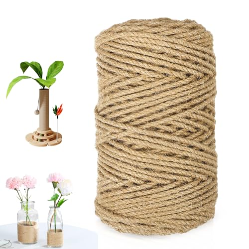 Sisalseil für Kratzbaum, 100m x 4mm Paketschnur Reißfest Kordel Natur Juteschnur Sisal Seil Gartenschnur für DIY Basteln, Kratzseile, Haushalt Garten Dekoration, Geschenkverpackung von SNSYGN