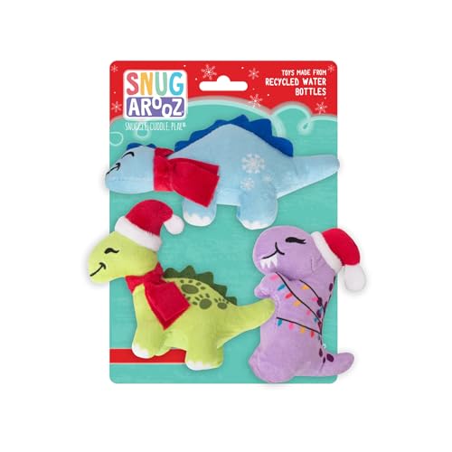 SnugArooz Weihnachts-Dinos mit Reparaturflicken, weiches und langlebiges Plüschspielzeug für Hunde, festliches und lustiges Kauspielzeug, umweltfreundlich, für kleine Rassen, 3 Stück SnugArooz Weihnachts-Dinos mit Reparaturflicken, weiches und langlebiges Plüschspielzeug für Hunde, festliches und lustiges Kauspielzeug, umweltfreundlich, für kleine Rassen, 3 Stück von SNUG AROOZ