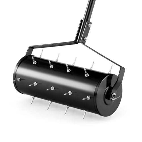 SOARS Rasenlüfter Walze, Rasenbelüfter mit 3,5cm Nägeln & Stiel, Handvertikutierer befüllbar, Gartenwalze, Handwalze aus hochwertigem Metall, ideal für die Rasenpflege (s44cm Breite, 27 Nägel) von SOARS