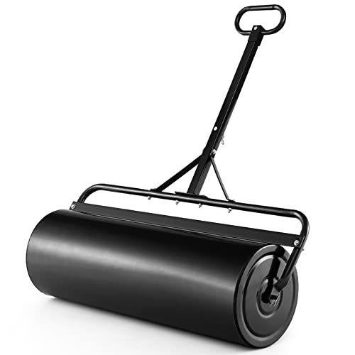 SOARS Rasenwalze befüllbar 113L, Ø40cm Handwalze, Rasenroller mit U-Griff & abnehmbarem Ablassstopfen, Gartenwalze Schwerlasttrommel für Boden, Wiese, Ebenen (Schwarz-113L) von SOARS