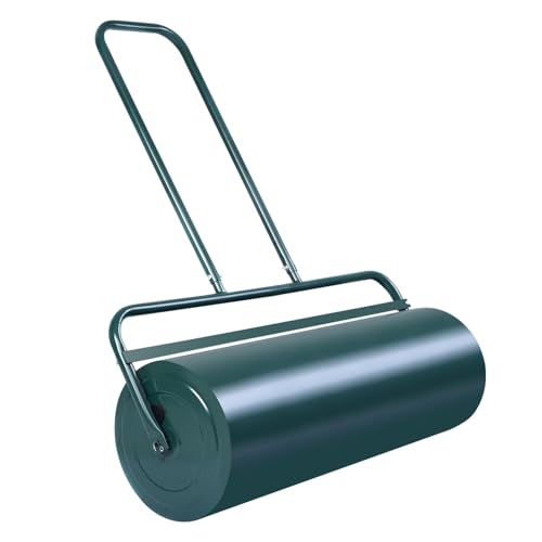 SOARS Rasenwalze befüllbar 48L, Ø32cm Handwalze, Rasenroller mit U-Griff & abnehmbarem Ablassstopfen, Gartenwalze Schwerlasttrommel für Boden, Wiese, Ebenen (Grün-48L) von SOARS