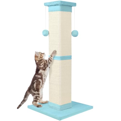 Katzenkratzbaum 33 Zoll Natur Sisal Katzenkratzbaum für Indoor Katzen, Großer Katzenkratzer Schützen Sie Ihre Möbel, Cyan Katzenkratzbaum 33 Zoll Natur Sisal Katzenkratzbaum für Indoor Katzen, Großer Katzenkratzer Schützen Sie Ihre Möbel, Cyan von SOCATER