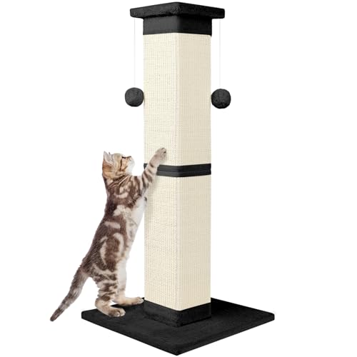 Katzenkratzbaum 33 Zoll Natur Sisal Katzenkratzbaum für Indoor Katzen, Großer Katzenkratzer Schützen Sie Ihre Möbel, Schwarz Katzenkratzbaum 33 Zoll Natur Sisal Katzenkratzbaum für Indoor Katzen, Großer Katzenkratzer Schützen Sie Ihre Möbel, Schwarz von SOCATER