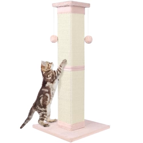 Katzenkratzbaum 33 Zoll Natur Sisal Katzenkratzbaum für Indoor Katzen, Großer Katzenkratzer Schützen Sie Ihre Möbel Rosa Katzenkratzbaum 33 Zoll Natur Sisal Katzenkratzbaum für Indoor Katzen, Großer Katzenkratzer Schützen Sie Ihre Möbel Rosa von SOCATER