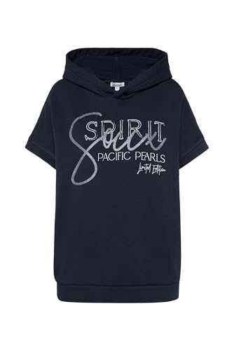 SOCCX Damen Ärmelloser Oversized Hoodie mit Artwork Blue Navy, S von SOCCX