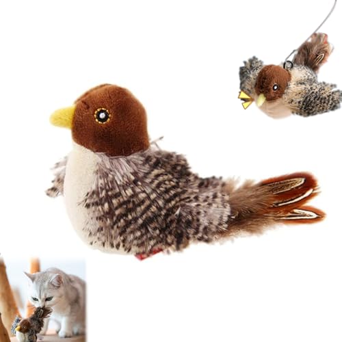 SOCLING Flappychase Vogel, Flappychase, Flatternder Vogel Katzenspielzeug, Dancing Sparrow Katzenspielzeug, Hummingbird Cat Toy, Cat Toy Bird Fluttering, Simulated Chirping Bird von SOCLING