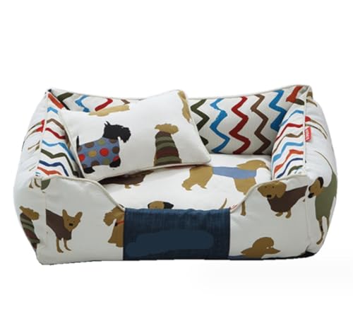 Hundekorb Hundebett Katzenbett Hundesofa Waschbares, abnehmbares Hundebett für mittelgroße Hunde. Rechteckiges Hundebett aus Segeltuch mit robusten Seiten Hundekörbchen Haustierbett (Color : A, Size von SOCUY