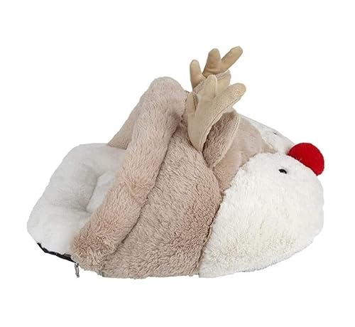 Hundekorb Hundebett Katzenbett Hundesofa Weihnachten Elch Form Kleines Haustier Haus Weiche Katze Hund Schlafsack Winter Warm Hündchen Katze Haustierbett Maschinenwaschbar Hundekörbchen Haustierbett ( von SOCUY