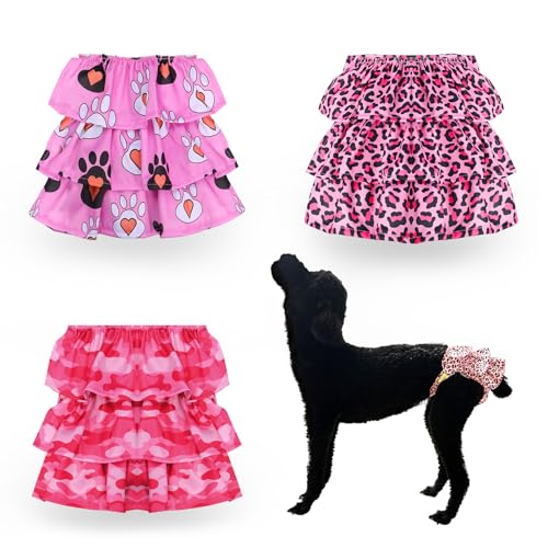 Weiche Hundewindeln für Hündinnen, waschbar, wiederverwendbar, für Hündinnen, Welpen, Hündinnen, 3 Stück (B-XL) von SODCAW