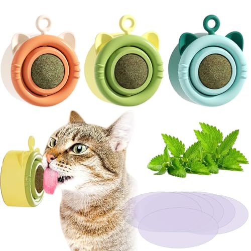 SOETDERT Katzenminze Ball für Katzen - Drehbare Catnip Balls, Katzenspielzeug, Wand Süßigkeiten für Zahnreinigung - 3 Stück von SOETDERT