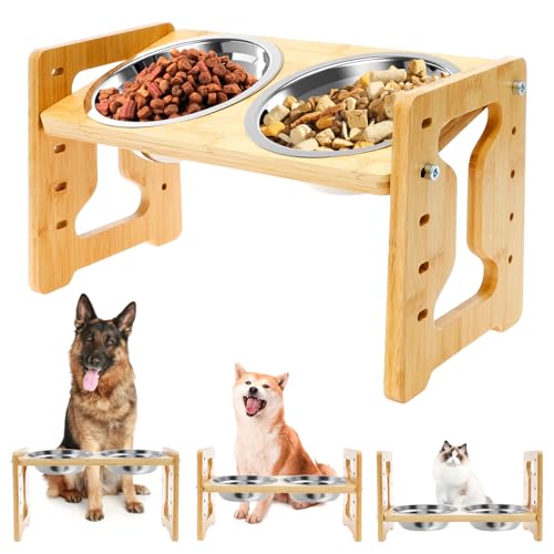 Erhöhte Hundenäpfe – Flexibler verstellbarer Hundenapfständer für kleine, mittelgroße Hunde und Katzen, 15,2 cm Durchmesser, Doppelnäpfe und rutschfeste Fußpolster und abnehmbarer Ständer Erhöhte Hundenäpfe – Flexibler verstellbarer Hundenapfständer für kleine, mittelgroße Hunde und Katzen, 15,2 cm Durchmesser, Doppelnäpfe und rutschfeste Fußpolster und abnehmbarer Ständer von SOEWWEKLAX