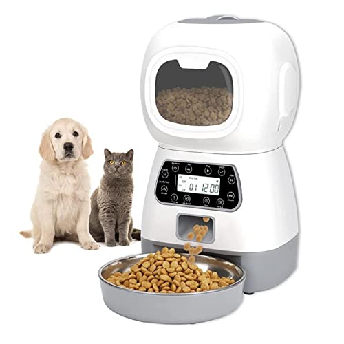 Automatische Feeder 3.5L Smart Automatische Pet Feeder Hund Katze Feeder Futternapf Spender Voice Recorder Timer Und 2L Pet Waterer Trinkbrunnen für Hunde und Katzen(Only Pet Feeder) von SOFTTO