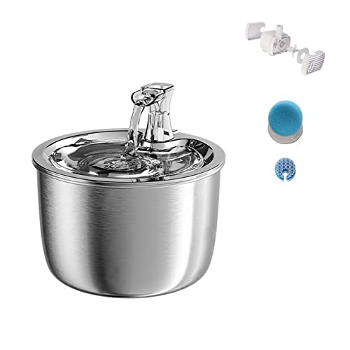 Automatische Futterautomaten 2L Smart Cat Wasserbrunnen Automatischer Filter Wasserspender Futtermatte Bewegungssensor 304 Edelstahl Haustier Trinkbrunnen für Hunde und Katzen(A01-Base version) von SOFTTO
