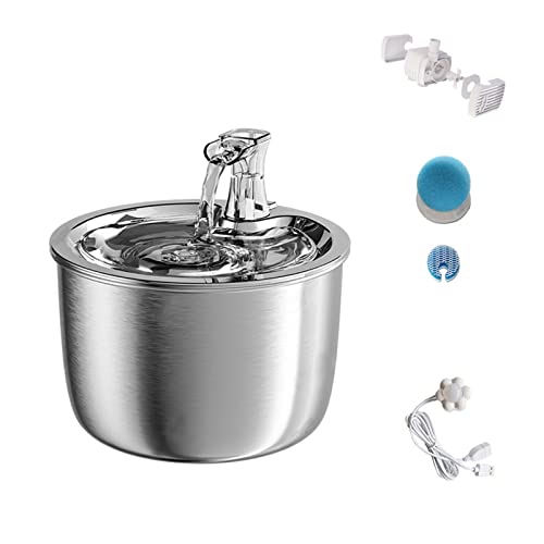 Automatische Futterautomaten 2L Smart Cat Wasserbrunnen Automatischer Filter Wasserspender Futtermatte Bewegungssensor 304 Edelstahl Haustier Trinkbrunnen für Hunde und Katzen(A03-SensorX1) von SOFTTO