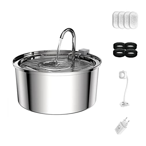 Automatische Futterautomaten 3.2L Cat Automatischer Wasserspender Pet Smart Induction Water Feeder USB mit Filter Edelstahl Dog Feeder Pet Supplies für Hunde und Katzen(B) von SOFTTO