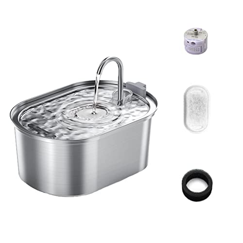 Automatische Futterautomaten 3.2L Katzen-Wasserspender Edelstahl-Wasserhahn Haustier-Wasserbrunnen Intelligenter automatischer Katzen-Wassertrinker mit Filter-Bewegungssensor für Hunde und Katzen(3.2L von SOFTTO