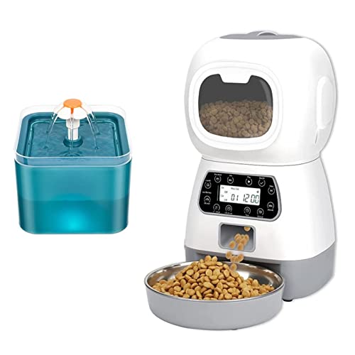 Automatischer Futterspender, 3,5 l, intelligenter automatischer Futterspender für Hunde und Katzen, Futterspender, Sprachaufzeichnung, Timer und 2 l Haustiertränke, Trinkbrunnen für Hunde und Katzen Automatischer Futterspender, 3,5 l, intelligenter automatischer Futterspender für Hunde und Katzen, Futterspender, Sprachaufzeichnung, Timer und 2 l Haustiertränke, Trinkbrunnen für Hunde und Katzen von SOFTTO