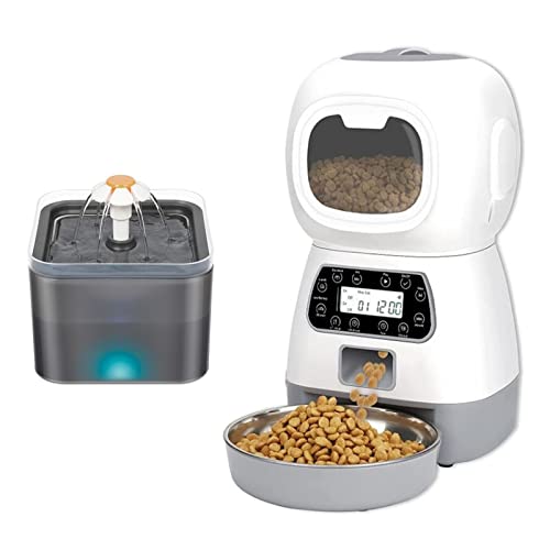 Automatischer Futterspender, 3,5 l, intelligenter automatischer Futterspender für Hunde und Katzen, Futterspender, Sprachaufzeichnung, Timer und 2 l Haustiertränke, Trinkbrunnen für Hunde und Katzen Automatischer Futterspender, 3,5 l, intelligenter automatischer Futterspender für Hunde und Katzen, Futterspender, Sprachaufzeichnung, Timer und 2 l Haustiertränke, Trinkbrunnen für Hunde und Katzen von SOFTTO