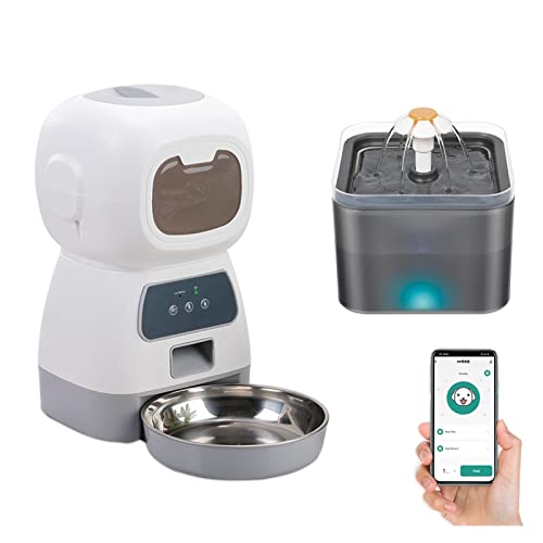 Automatischer Futterspender, 3,5 l, intelligenter automatischer Futterspender für Hunde und Katzen, Futterspender, Sprachaufzeichnung, Timer und 2 l Haustiertränke, Trinkbrunnen für Hunde und Katzen Automatischer Futterspender, 3,5 l, intelligenter automatischer Futterspender für Hunde und Katzen, Futterspender, Sprachaufzeichnung, Timer und 2 l Haustiertränke, Trinkbrunnen für Hunde und Katzen von SOFTTO