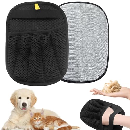 2 Stück Fell Magnet Handschuh,Tierhaarentferner Handschuh,Fellmagnet,Pet Hair Remover Glove,Katzenhaarentferner Handschuh,Für Sofas, Bettwäsche, Kleidung, Grooming Gloves(Schwarz) von SOGHO