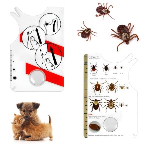 2 Stück Zeckenkarte,Zecken Waagenkarte Mit Lupe,Zeckenkarte Mensch,Zeckenkarte Hund,Geeignet Für Hunde Und Katzen Zu Hause, Entfernt Schnell Und Sanft Zecken Von Haustieren Oder Menschen von SOGHO
