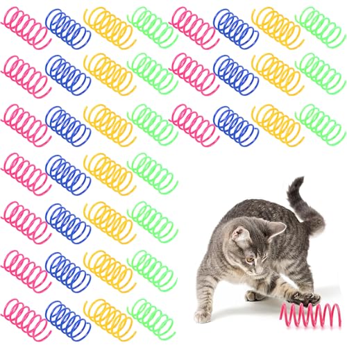 40 Stück Katzenspielzeug Spirale,Kunststoff Spiralfedern,Bunte Spiralfedern,Spirale Katzen,Cat Spring Spielzeug,Neuheit Haustiere Spielzeug Für Interaktive Haustier-Spielwaren von SOGHO