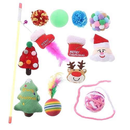 SOIMISS 1 Set Weihnachtsstrumpf Katzenspielzeug Set Interaktives Katzenspielzeug Katzenkicker Weihnachts Katzenstab Plüsch Leckerlis Zahnende Kätzchen Weihnachts von SOIMISS