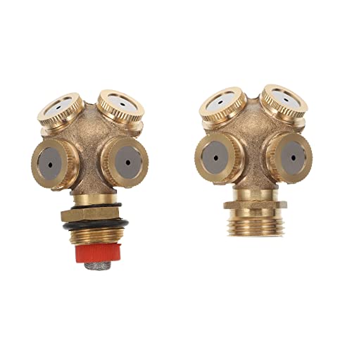 SOIMISS 2 Stück 4-Loch-sprinklerdüse Sprühen Gras Schlauchspray Wasserschlauchdüse Heavy Duty Bausatz Rollen Mini Rasensprenger Pflanzen Hochleistungsschlauch System Düsen Kupfer Golden von SOIMISS