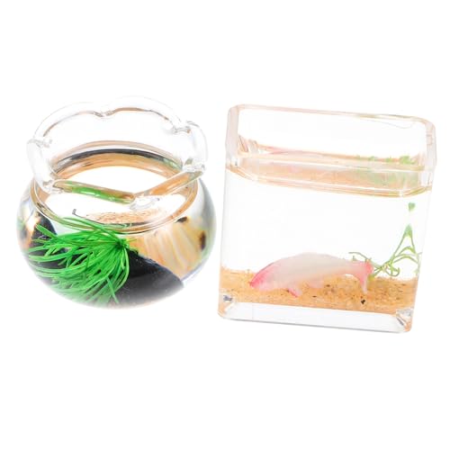 SOIMISS 2 Stück Miniatur Aquarium Fischdekor Aquarium Dekorationen Puppenhaus Puppenhaus Dekoration Mini Zubehör Aquarium Spielzeugmaterialien Kinderaquarium Kleine von SOIMISS