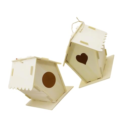 SOIMISS 2 Stück Teiliges Holz Vogelhaus Bastelset Naturbelassenes Nistkasten Modell für Garten DIY Vogelhaus Bemalen Dekoratives Holzornament für Heim und Terrasse für Vogel und SOIMISS 2 Stück Teiliges Holz Vogelhaus Bastelset Naturbelassenes Nistkasten Modell für Garten DIY Vogelhaus Bemalen Dekoratives Holzornament für Heim und Terrasse für Vogel und von SOIMISS
