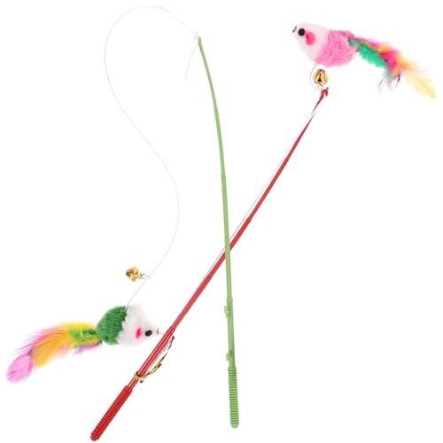 SOIMISS 2 Stück Teiliges Katzenspielzeug Kreative Katzenteaser Sticks Bewegung und Spielspaß Interaktive Spielzeuge für Katzen zur Stressbewältigung und Besseren von SOIMISS