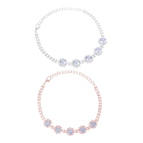 SOIMISS 2 Stück Verstellbare Strass für Hunde und Katzen Schmuck Accessoires in Silber und Roségold Leicht und Komfortabel Stilvolles Haustier Accessoire für Besondere Anlässe von SOIMISS