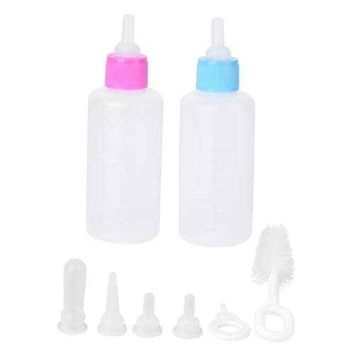 SOIMISS 2Sätze Pet Feeding Bottle für Welpen und Kätzchen und Blau mit Reinigungsbürste Tragbar und Leicht für Neugeborene Haustiere von SOIMISS