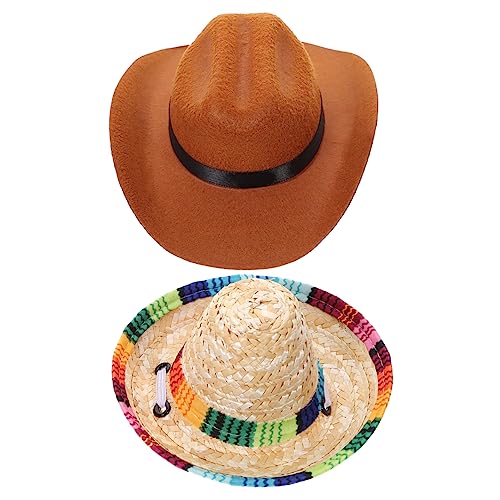 SOIMISS 2Stücke Haustier Cowboyhüte Für Katzen Dekorative Stroh Hüte Für Partys Und Besondere Anlässe Niedliche Kopfbedeckung Für Haustiere von SOIMISS