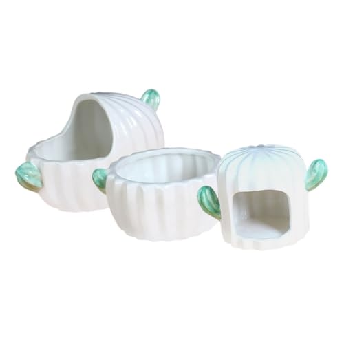 SOIMISS 3stücke Sandbadehaus Für Hamster Keramiknest Mit Kaktusform Badebereich Und Futternapf Einfach Zu Reinigen Und Robust Für Kleine Haustiere von SOIMISS