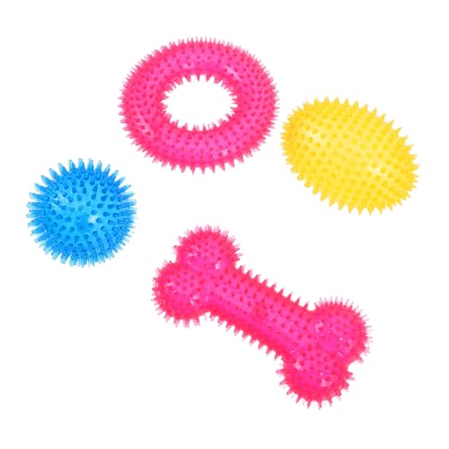 SOIMISS 4 Stück Strapazierfähige Hundekauspielzeuge für Welpen Zahnung Elastische Spitze Bälle Verschiedenen Formen Fördert Zahnpflege und Spielerische Beschäftigung für Kleine bis Große von SOIMISS