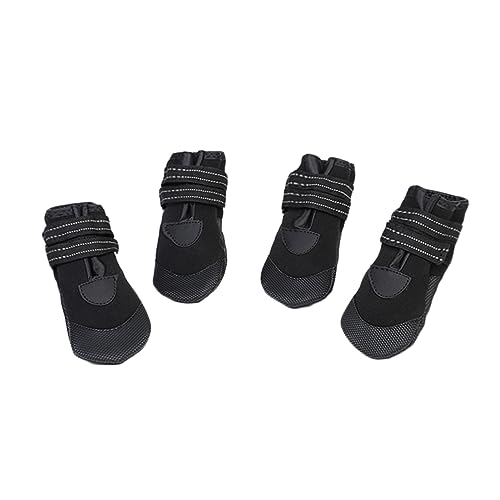 SOIMISS 4 Stück Teiliges Leuchtende wasserdichte Hundeschuhe aus Flexiblem PVC Gummi rutschfest und Regenfest Einfache Handhabung mit für Kleine Welpen und Haustiere Schwarz von SOIMISS