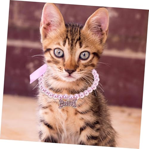 SOIMISS 4 Stück Verstellbare Katzenschmuck mit Perlen und Knochenanhänger Modische Haustierhalskette für Kleine Katzen und Hunde Alltags und Anlassaccessoires von SOIMISS
