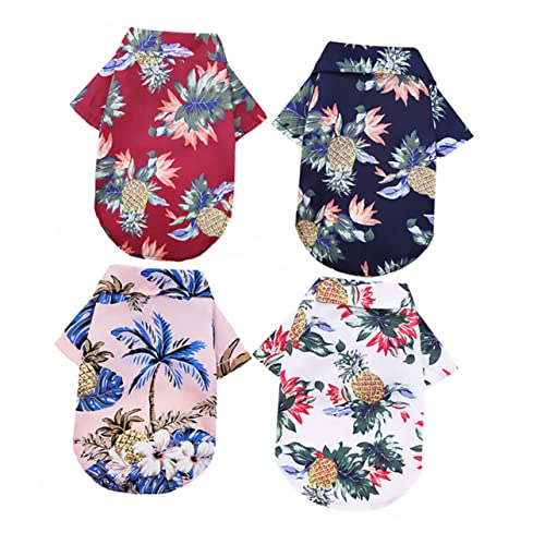 SOIMISS 4Stücke Hawaiianisches Hundeshirt Für Atmungsaktive Haustierkleidung Für Katzen Cooles Leichtes Design Und Weinrot von SOIMISS