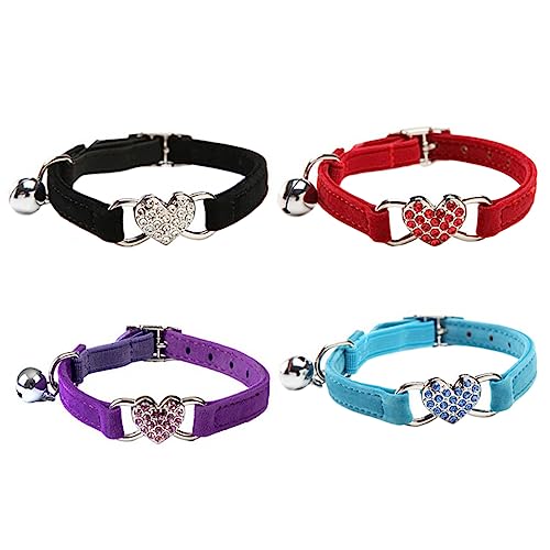 SOIMISS 4Stücke Love Heart Verstellbares Katzenhalsband mit Glocke für Katzen und Kleine Zubehör für Haustier Outfits Farbenfrohe Designs von SOIMISS